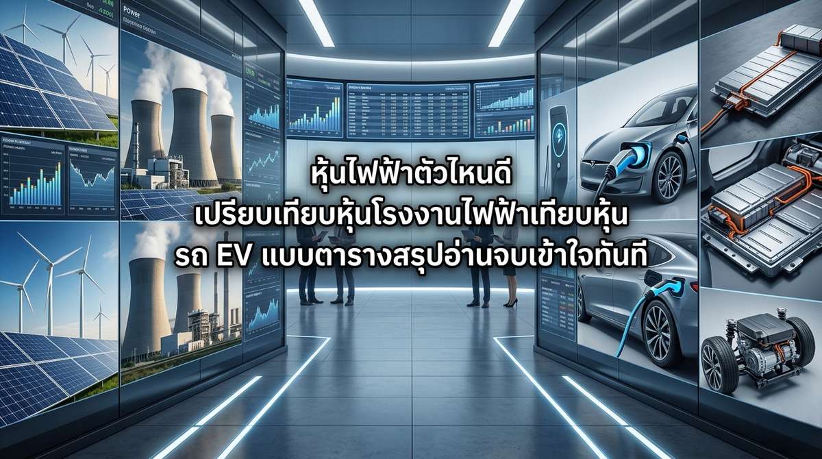หุ้นไฟฟ้าตัวไหนดี เปรียบเทียบหุ้นโรงงานไฟฟ้าเทียบหุ้น รถ EV แบบตารางสรุปอ่านจบเข้าใจทันที